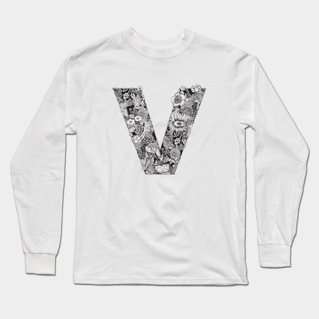 Floral Letter V Long Sleeve T-Shirt by HayleyLaurenDesign